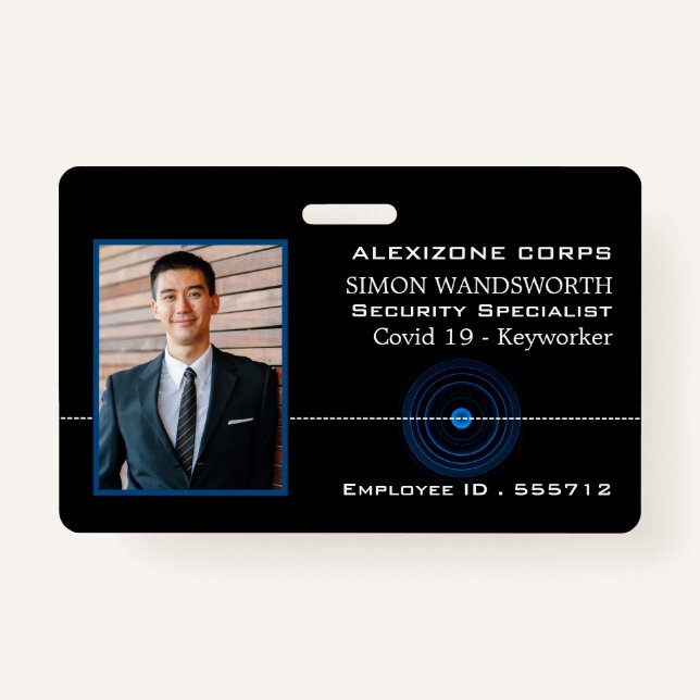 Blue Lens, Photo Security Industry ID Badge (Front)