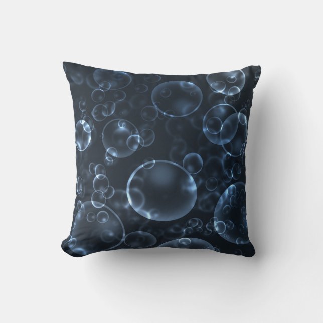 Blue lenses, bokeh throw pillow (Front)