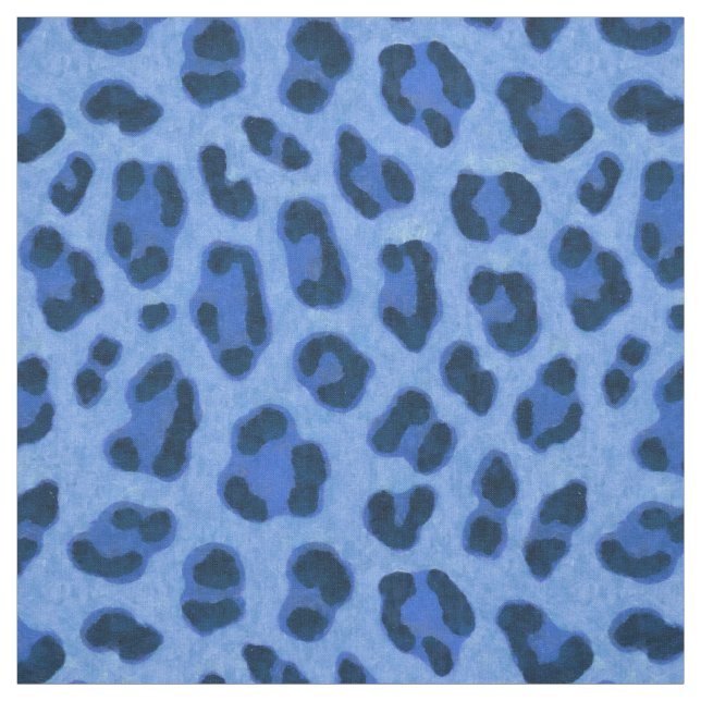 Blue Leopard Animal Print Skin Pattern Fabric (Swatch)