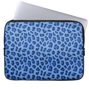 Blue Leopard Animal Print Skin Pattern Laptop Sleeve