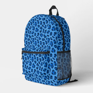 Blue Leopard Animal Print Skin Pattern Printed Backpack