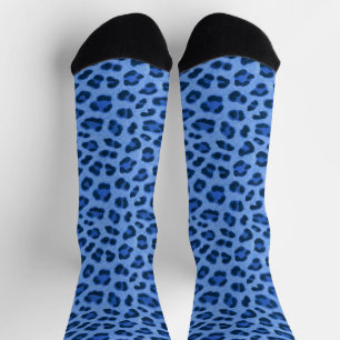 Blue Leopard Animal Print Skin Pattern Socks