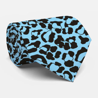 blue Leopard Animal Print Tie