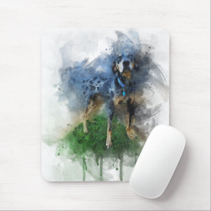 Blue Leopard Catahoula in Watercolor Mouse Pad