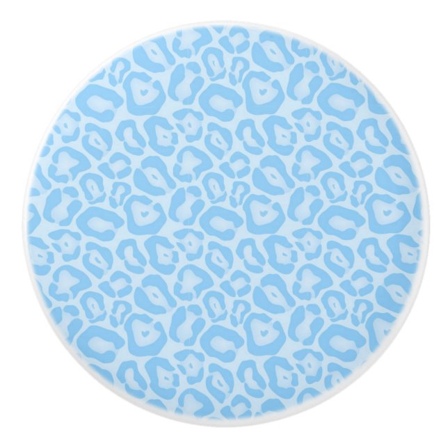 Blue Leopard Cheetah Animal Print Safari Ceramic Knob (Front)