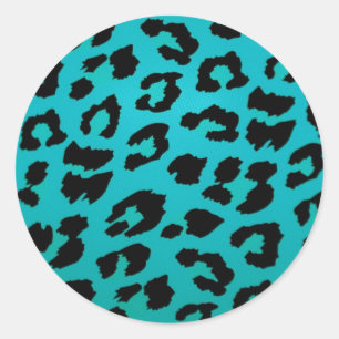 BLUE LEOPARD CLASSIC ROUND STICKER
