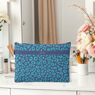 Blue Leopard Print Accessory Pouch