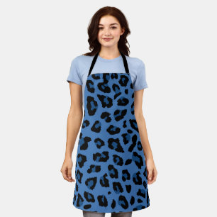 Blue Leopard Print Apron