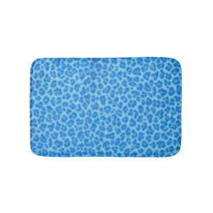 Blue Leopard Print Bath Mat
