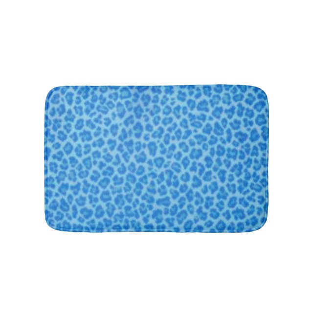 Blue Leopard Print Bath Mat (Front)
