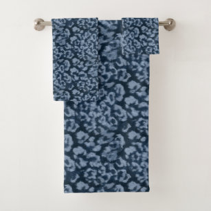 Blue leopard print  bath towel set