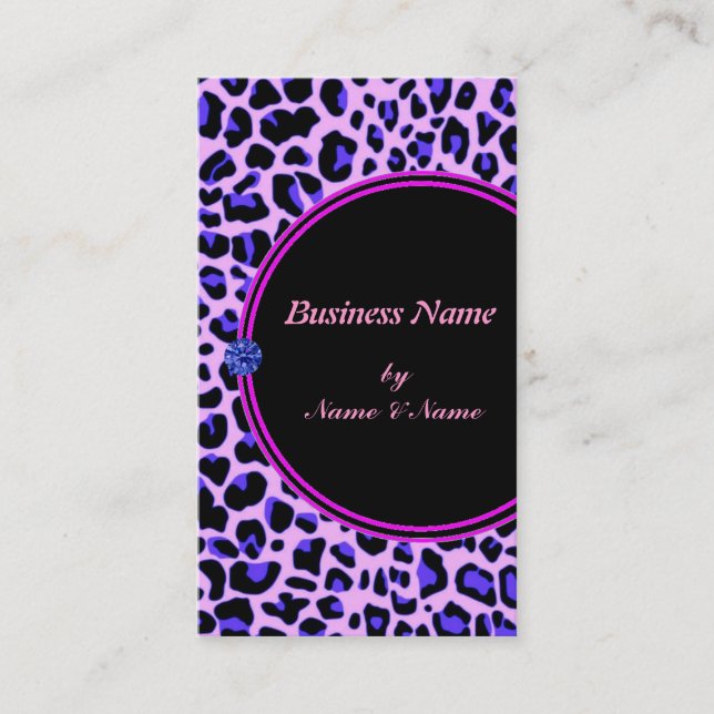 Blue Leopard Print Business Card (Front)
