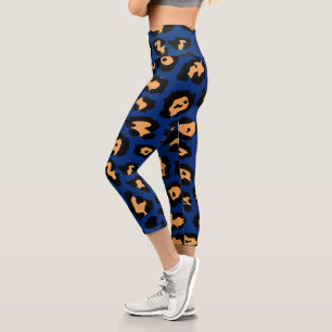 Blue Leopard print Capri Leggings