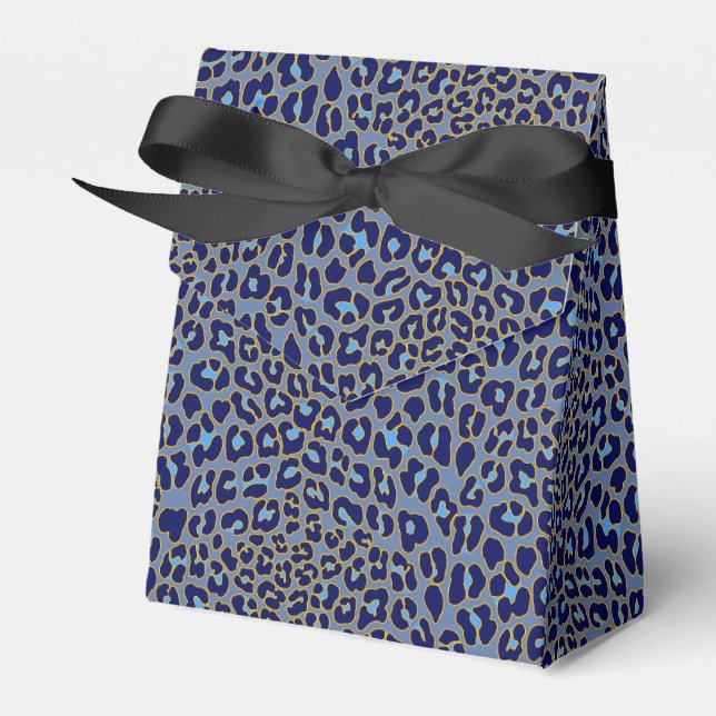 Blue leopard print  favor box (Front Side)