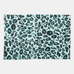 Blue leopard print kitchen towel