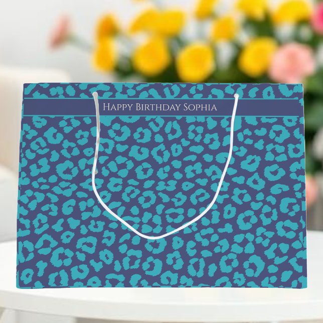 Blue Leopard Print Large Gift Bag (Blue Leopard Print Large Gift Bag)