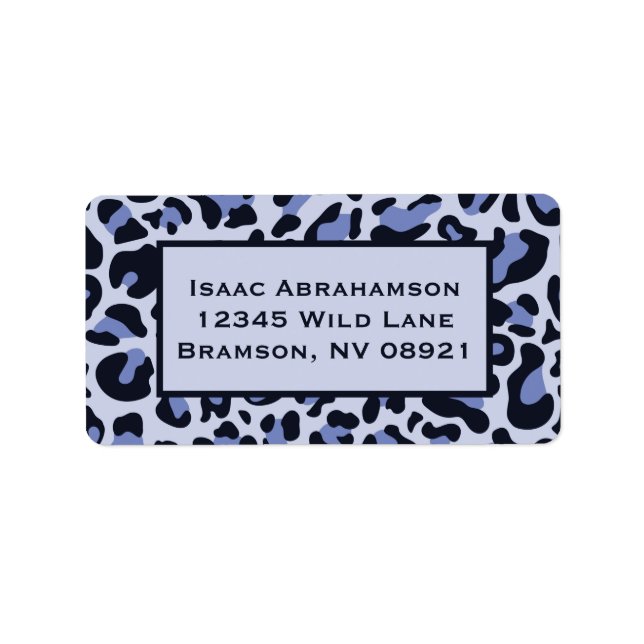 Blue Leopard Print Masculine Return Address Labels (Front)