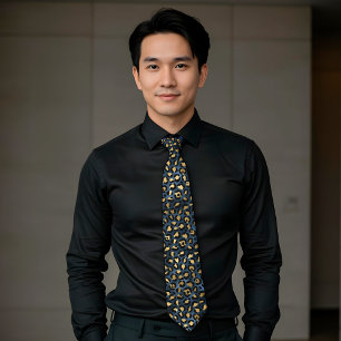 Blue Leopard Print Pattern Metallic Tie