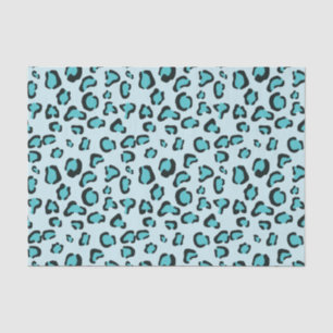Blue Leopard Print Pattern Tissue Paper