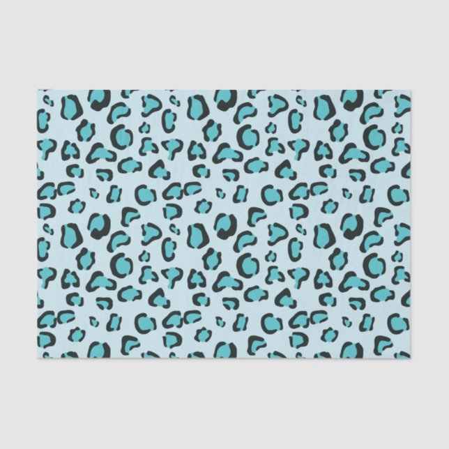 Blue Leopard Print Pattern Tissue Paper (Front)