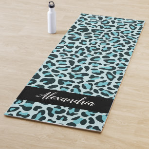 Blue Leopard Print Personalized Pilates Yoga Mat