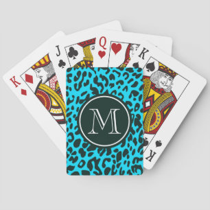Blue Leopard Print Playing Cards