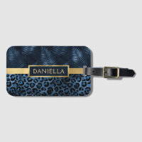 Blue Leopard Print Shimmer Tropical Floral Name