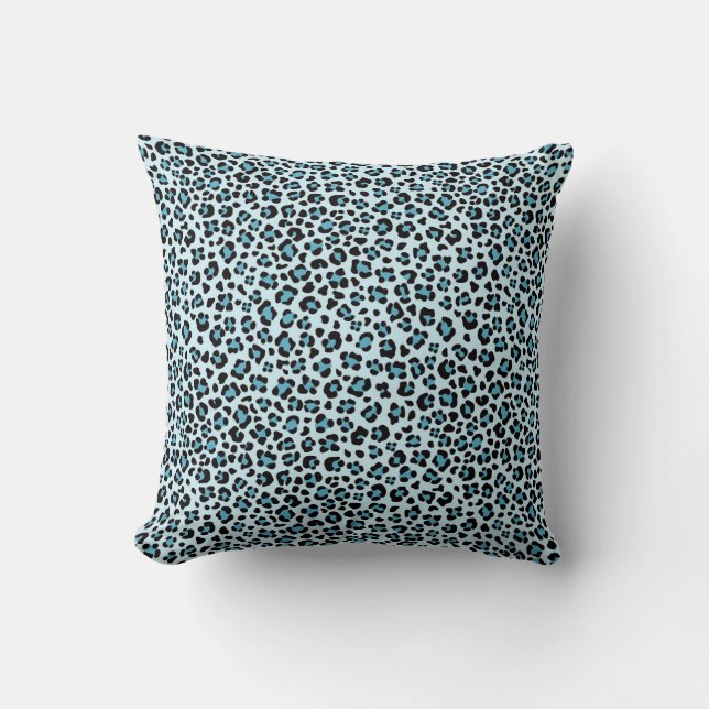 Blue Leopard Print Throw Pillow (Front)