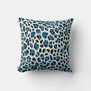 Blue Leopard Print Throw Pillow