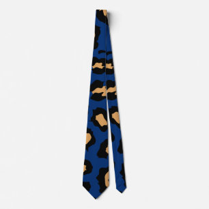 Blue Leopard print Tie
