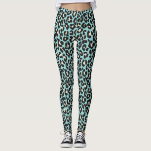 Blue Leopard Rosettes Pattern Leggings