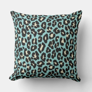 Blue Leopard Rosettes Pattern Throw Pillow