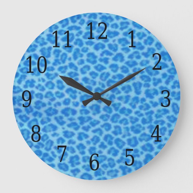 Blue Leopard Skin Round Clock (Front)