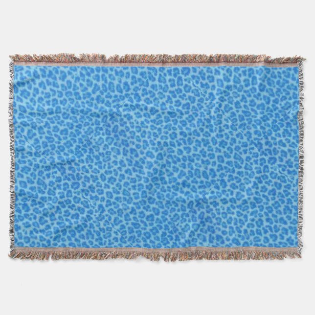 Blue Leopard Skin Throw Blanket (Front)
