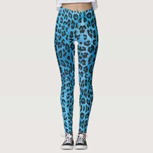 Blue Leopard Sparkle Leggings