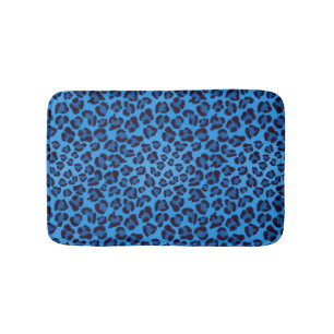 blue leopard texture pattern bath mat