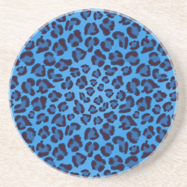 blue leopard texture pattern coaster (Front)