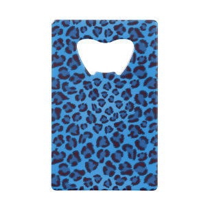 blue leopard texture pattern credit card bottle opener