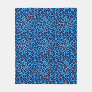blue leopard texture pattern fleece blanket