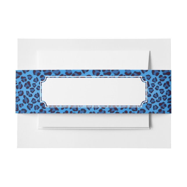 blue leopard texture pattern invitation belly band (Front Example)