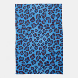 blue leopard texture pattern kitchen towel