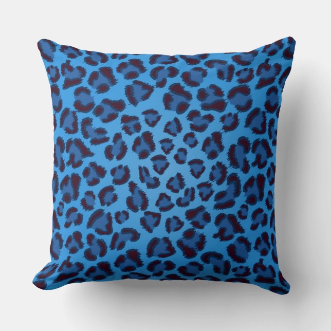 blue leopard texture pattern throw pillow (Front)