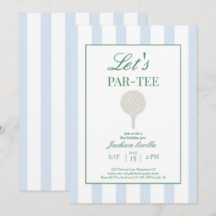 Blue Let’s Par-Tee Golf First Birthday Invitation