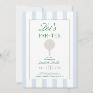 Blue Let’s Par-Tee Golf Preppy First Birthday Invitation