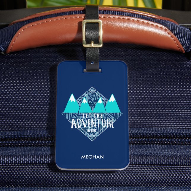 Blue Let the Adventure Begin Luggage Tag (Front Insitu 2)