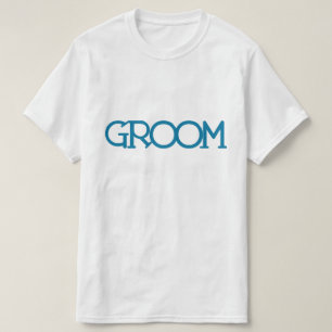 Blue Lettering "Groom"   Wedding Party T-Shirt