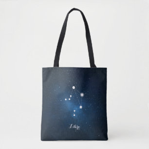 Blue Libra Zodiac Sign Constellation Tote Bag