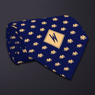 Blue Librarian Reading Books Tie