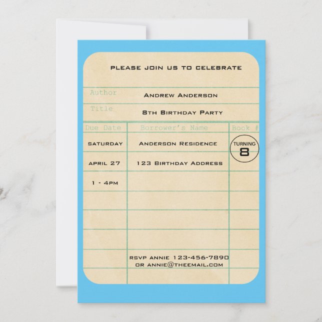 Blue Library Card Birthday (Front)