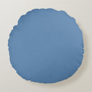 Blue Lichen Solid Colour Print, Light Blue Grey Round Pillow